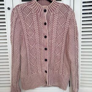 Signature Fisherman Cable Knit Cardigan - Pink